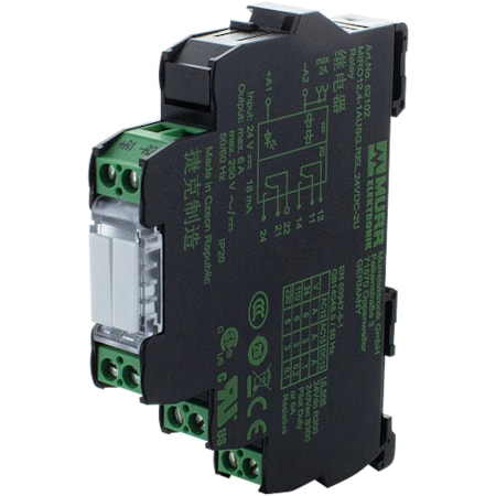 Murrelektronik MIRO 12.4 24VDC-2U OUTPUT RELAY, IN: 24 VDC - OUT: 250 VAC/DC 6 A, 2 C/O 52102